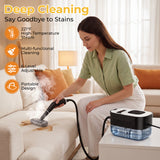 NIRGU Powerful Steam Cleaner, 1500W ,15s Heat-Up, 6-Level Touch Control Adjustment, 1.25L Water Tank, for Floors, Sofas, Windows, Kitchen Appliances, Bathrooms