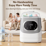 NIRGU All-in-One Fully Automatic Baby Bottle Washer,Cleaner,Sterilizer & Dryer with 72-Hour Odor-Free Storage,Large Double-Layer Capacity,Gray White
