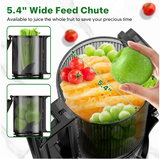 Aumpkin Cold Press Juicer, Masticating Juicer with 5.4" Wide Feed Chute, 350w Slow Juicer Machines Fit Whole Vegetables and Fruits,Juice Extractor Machine with High Juice Yield, Easy to Clean(Pink)
