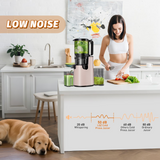 DARKIRON Cold Press Juicer, Masticating Juicer with 5.4" Wide Feed Chute, 350w Slow Juicer Machines Fit Whole Vegetables and Fruits,Juice Extractor Machine with High Juice Yield, Easy to Clean(Pink)