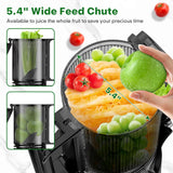 YPONE Cold Press Juicer, Masticating Juicer with 5.4" Wide Feed Chute, 350w Slow Juicer Machines Fit Whole Vegetables and Fruits,Juice Extractor Machine with High Juice Yield, Easy to Clean(Black)