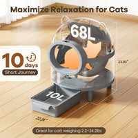 Self-cleaning cat litter box for multiple cats, smart automatic cat litter box with Wifi APP control, 68L large capacity(Gray)