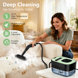 WSRYYCC Steam Cleaner, Portable Steamer for Cleaning with 16pcs Accessories, 6-Level Adjustable, 15s Heat-Up, Handheld Steam Cleaner for Home for Tile, Grease, Dirt, Grout, Car Detailing, Green