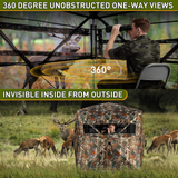 TLC Sport Hunting Blind with Carrying Bag, 270/360 Degree See Through Ground Blind, Pop Up Hunting Blind Portable Concealed Camouflage Tent for 2/3/4 Person, Camouflage