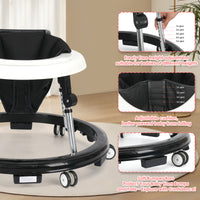 kmaier Baby Walker, Foldable, 9 Adjustable Heights, for 7-18 Months, Portable Anti-Rolling Baby Walker with Wheels-Black