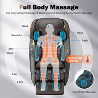 Culanta Massage Chair Full Body, Zero Gravity SL-Track Shiatsu Massage Recliner Chair with Heat, Body Scan, Airbags, Foot Rollers, Deep Yoga Stretch (Brown)