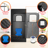 LWQ Portable Sauna Box Designed for Home Use, Sauna with 5 Min Fast Heating &9 Levels Heat, 2.6L 1kW Steamer and Remote Control , Ideal for Private SPA Experience, 2.6’ x 2.6’ x 5.9’ (Cotton, Black)
