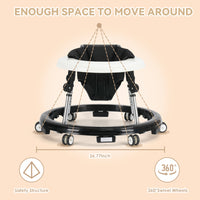kmaier Baby Walker, Foldable, 9 Adjustable Heights, for 7-18 Months, Portable Anti-Rolling Baby Walker with Wheels-Black