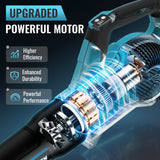 DARKIRON Leaf Blower Cordless,2 x 5.2 Ah Batteries & Charger, Up to 650CFM/280MPH, 3 Variable Speed,Powerful Leaf Blower for Blowing Leaves, Lawn Care, Yard, Dust and Snow (Blue)