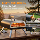 WOOCIT 12" Multi-Fuel Outdoor Pizza Oven – Reaches 720°F, Versatile Wood or Propane Gas Pizza Oven with Pizza Stone & Peel, Portable for Backyard, Camping & Tailgating (Propane Burner Sold Separately)