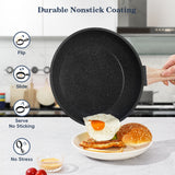 SODAY 12 Pcs Pots and Pans Set Non Stick, Cookware Sets Black Granite Induction Cookware, Non-toxic Healthy Nonstick Kitchen Cooking Set with Frying Pans Set, Saucepans (PFAS/ PFOA/ PFOS Free)