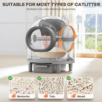 Self-cleaning cat litter box for multiple cats, smart automatic cat litter box with Wifi APP control, 68L large capacity(Gray)