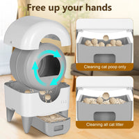 Cumrige Automatic Cat Litter Box Self Cleaning, 95L Self Cleaning Litter Box Large Capacity for Multiple Cats, App-Controlled with Safety Sensors, Removable Washable Liner,2 Rolls Garbage Bags