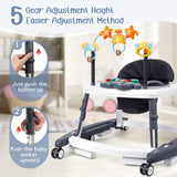XIOYIG 5 in 1 Baby Walker, Music and Lights Walker for Baby Boy Girls 6-18 Months, Foldable Baby Walkers with Wheels and Bouncer Combo Portable, Toddler Infant Walker with Adjustable Height