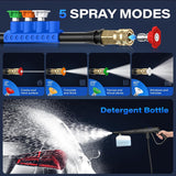 Lusilushy Electric Pressure Washer, Power Washer with Foam Cannon, Portable Pressure Cleaning Machine with 4 Different Nozzles for Cars, Driveways, Fences, Patios, Home Cleaning, 2.5 GPM