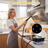 NIRGU Powerful Steam Cleaner, 1500W ,15s Heat-Up, 6-Level Touch Control Adjustment, 1.25L Water Tank, for Floors, Sofas, Windows, Kitchen Appliances, Bathrooms