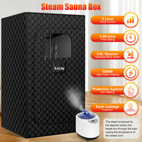 LWQ Portable Sauna Box Designed for Home Use, Sauna with 5 Min Fast Heating &9 Levels Heat, 2.6L 1kW Steamer and Remote Control , Ideal for Private SPA Experience, 2.6’ x 2.6’ x 5.9’ (Cotton, Black)