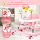 Wolfcode 5-in-1 Music and Lights Baby Walker Foldable with 5 Adjustable Heights, Baby Walker with Wheels and Bouncer Combo Portable, Infant Toddler Walker for Baby Boy Girls 6-18 Months