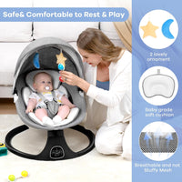 kmaier Baby Bouncer, 5 Speeds, 10 Lullabies, Adapter and Battery Powered, Indoor and Outdoor Use, Gray