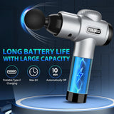 Massage Gun, Deep Tissue Back Massage for Athletes for Pain Relief, Percussion Massager with 10 Massages Heads & Silent Brushless Motor, Silver