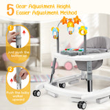 XIOYIG 5 in 1 Baby Walker, Music and Lights Walker for Baby Boy Girls 6-18 Months, Foldable Baby Walkers with Wheels and Bouncer Combo Portable, Toddler Infant Walker with Adjustable Height