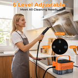 NIRGU Powerful Steam Cleaner, 1500W ,15s Heat-Up, 6-Level Touch Control Adjustment, 1.25L Water Tank, for Floors, Sofas, Windows, Kitchen Appliances, Bathrooms,Orange
