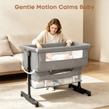 NIRGU Baby Bassinet, 3-Level Adjustable Height with Wheels & Storage Basket, Breathable Mosquito Net,for Newborns and Infants,Light Gray