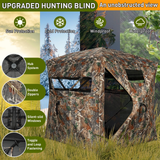 TLC Sport Hunting Blind with Carrying Bag, 270/360 Degree See Through Ground Blind, Pop Up Hunting Blind Portable Concealed Camouflage Tent for 2/3/4 Person, Camouflage
