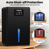 OWAAE Dehumidifier for Home with Auto Shutoff Sleep Mode, 1000 Sq Ft | Quiet for Bedroom Basement Bathroom with Portable 95oz Water Tank, Auto Shutoff, 7-color LED light, Grey