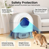 Cumrige Self-Cleaning Cat Litter Box, App Controlled, with Safety Sensor, Removable and Washable Liner
