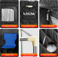 X-Vcak Upgraded Sauna Box for Relaxation, Detoxification, Portable Steam Sauna for Home with Steamer, 9 Levels, 2.6’ x 2.6’ x 5.9’