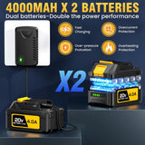 YOOVL Leaf Blower Cordless, Handheld Leaf Blower with 2 X 4.0Ah Battery and Charger, 6 Speed Modes, Lightweight Blowers for Lawn Care, Patio, Yard, Dust,Blowing Leaves,Snow,Yellow