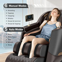 Culanta Massage Chair Full Body, Zero Gravity SL-Track Shiatsu Massage Recliner Chair with Heat, Body Scan, Airbags, Foot Rollers, Deep Yoga Stretch (Brown)