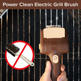 Lrly Electric Grill Brush for Outdoor Grill, Cordless Electric Grill Cleaner, Rechargeable Grill Cleaning Stainless Steel Brush, Grill Scraper, BBQ Accessories Brown