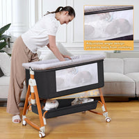 kmaier Bassinet Bedside Sleeper Adjustable Height with Breathable Mesh,for Newborns-Dark Gary