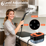 WSRYYCC Steam Cleaner, Portable Steamer for Cleaning with 16pcs Accessories, 6-Level Adjustable, 15s Heat-Up, Handheld Steam Cleaner for Home for Tile, Grease, Dirt, Grout, Car Detailing, Orange