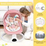 NIRGU Baby Swing for Infants, Unisex Baby Bouncer, Bluetooth Music , 5 Sway Speeds, 10 Lullabies with App Remote Control，for 0-18 months，Pink