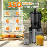YPONE Juicer Machines with 5.8" Large Feed Chute, Cold Press Juicer For Whole Vegetables and Fruits, 400W Professional Slow Masticating juicer Easy to Clean for Batch Juicing (Titanium Gray)