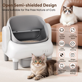 Cumrige Self Cleaning Litter Box,Open Top Automatic Litter Box with App Control for Multiple Cats, Safety Sensors Protection,Large Waste Bin