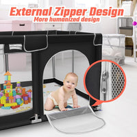 kmaier Baby Playpen with Anti-Slip Mat for Indoor and Outdoor Playard Kids Activity Center with Gate, Portable Baby Fence Area for Babies and Toddlers, Black