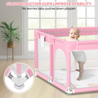 kmaier Baby Playpen with Anti-Slip Mat for Indoor and Outdoor Playard Kids Activity Center with Gate, Portable Baby Fence Area for Babies and Toddlers,Pink