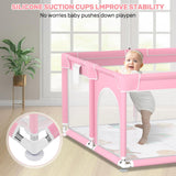kmaier Baby Playpen with Anti-Slip Mat for Indoor and Outdoor Playard Kids Activity Center with Gate, Portable Baby Fence Area for Babies and Toddlers,Pink