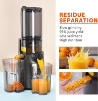 Aumpkin Cold Press Juicer, Masticating Juicer with 5.4" Wide Feed Chute, 350w Slow Juicer Machines Fit Whole Vegetables and Fruits,Juice Extractor Machine with High Juice Yield (Iron Gray)