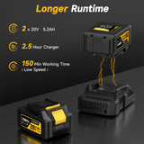 YOOVL Leaf Blower Cordless 650CFM Electric Leaf Blowers with 2 x 5.2Ah Batteries and Charger, 3 Speed Modes, 1 x Adjustable Shoulder Strap, Powerful Blowers for Lawn Care, Patio, Dust, Blowing Leaves Yellow