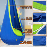 Y- STOP Kids Pod Swing Seat, Hanging Hammock Chair Swing with Inflatable Pillow, Sensory Swing Chair with Pocket for Outdoor and Indoor (Blue and Green)