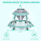 kmaier Baby Walker, Foldable, 9 Adjustable Heights, for 7-18 Months, Portable Anti-Rolling Baby Walker with Wheels-Green