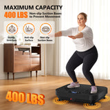 Vibration Plate Exercise Machine, 400 Lbs Capacity Whole Body Vibrating Plate for Lymphatic Drainage, Weight Loss Fat Burner for Home Workout Women Men, Black