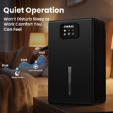 OWAAE Dehumidifier for Home with Auto Shutoff Sleep Mode, 1000 Sq Ft | Quiet for Bedroom Basement Bathroom with Portable 95oz Water Tank, Auto Shutoff, 7-color LED light, Grey