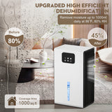 DARKIRON Dehumidifier for Home, 95 OZ Water Tank, (1000 sq.ft) Upgrade Dehumidifiers for Bathroom Bedroom Basement with Auto Shut Off,7 Colors LED Light (White)