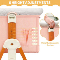 kmaier Baby Bassinet Sleeper, 6-Section Height Adjustable Crib, Foldable Portable Crib Side Sleeper with Wheels - Pink